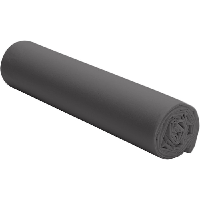 Drap housse percale de coton gris anthracite