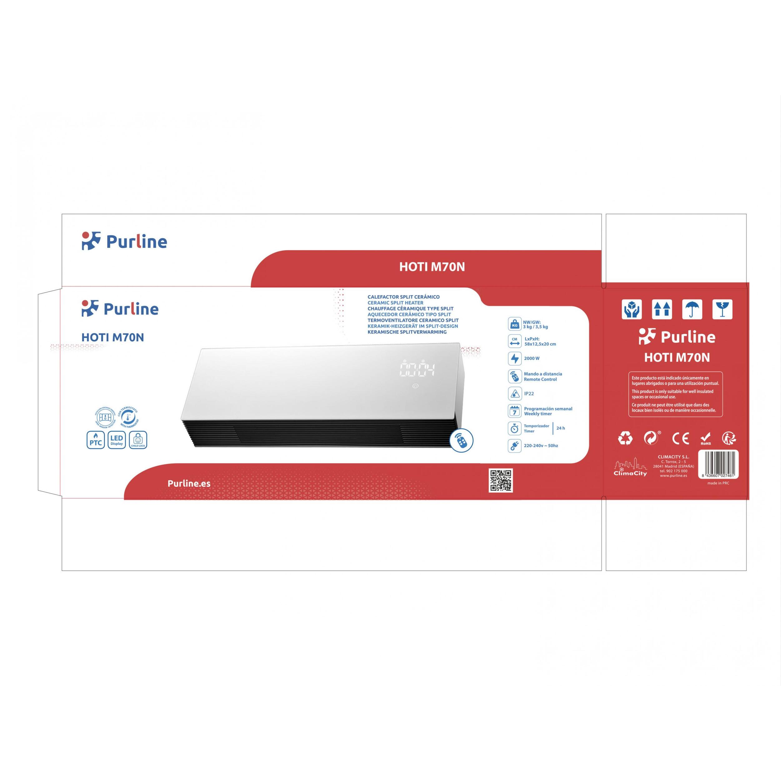Calefactor Split cerámico de pared HOTI M70N PURLINE