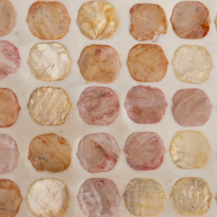 Plateau rond avec poignée en coquille de capiz rose ELORA