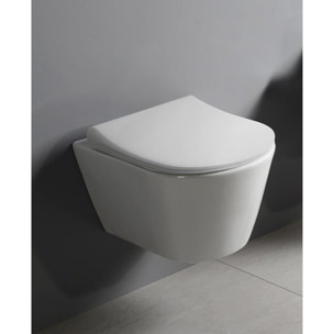 Pack WC Bati-support Geberit UP720 + Cuvette Lucco Avva sans bride + Abattant soft close + Plaque Blanche