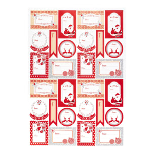 Planche de 46 étiquettes cadeau 21x29,7cm décor pop rouge