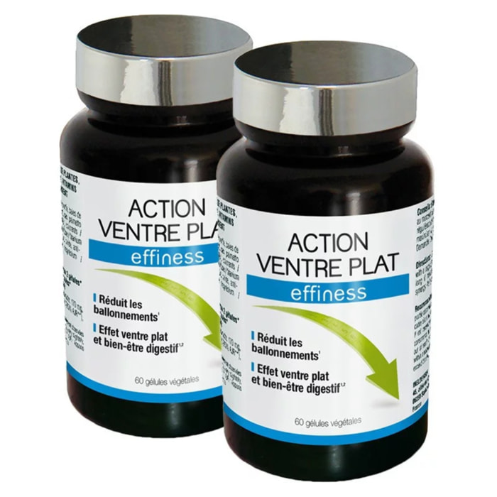 NUTRIEXPERT Action Ventre Plat Effiness - Réduit Ballonnements et Lourdeurs - Bien-être Digestif - Complément Alimentaire aux Extraits Naturels de Plantes - Lot de 2 produits