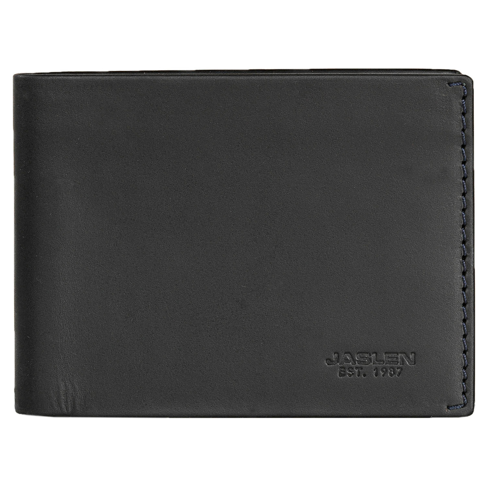 Cartera Hombre Piel Jaslen Lyon Negro-Azul