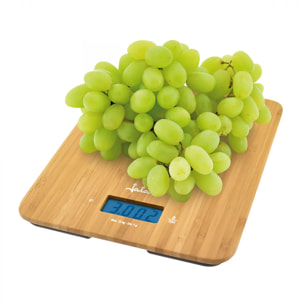 Báscula de cocina JATA 720 hasta 15 kg. De Bambú. Alta precisión. Con visor LCD