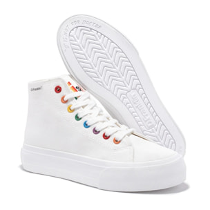 Zapatillas Altas de Mujer One Way High Live Special Edition Blanco y Arcoiris D.Franklin