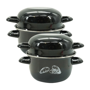 Ensemble de 2 Marmites à Moules émaillée 20,5 x 26 x 17,5 cm Fackelmann