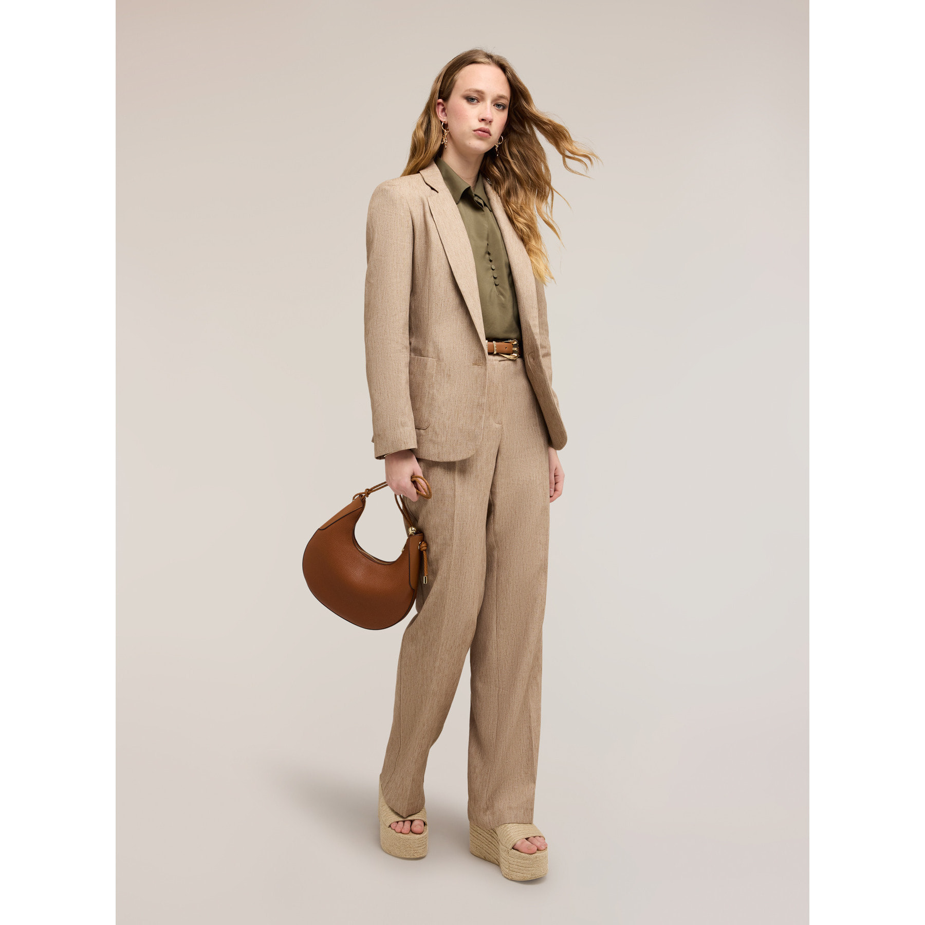 Motivi - Blazer monopetto misto lino - Beige
