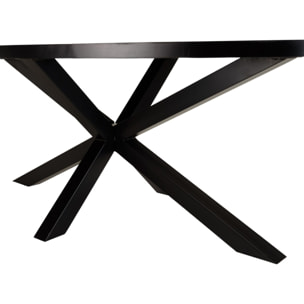 BASILE - Table à manger 220x110cm effet pierre motifs dorés