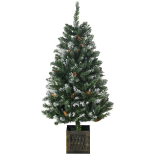 Árbol de Navidad Artificial con Maceta 120 cm Árbol de Navidad Nevado con 328 Ramas 20 Piñas y Soporte Metálico Decoración Navideña para Interiores Verde