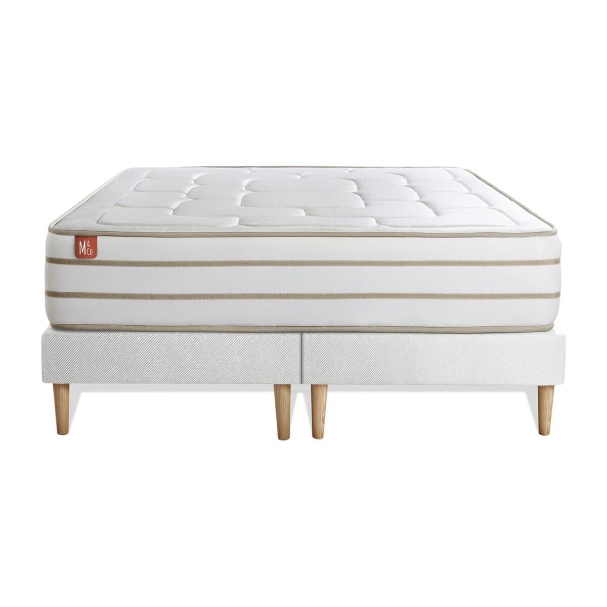 Ensemble - Matelas Mémoire de forme 26cm d'épaisseur - 5 zones de confort - Confort équilibré - Sommier tapissier monobloc - 2 places