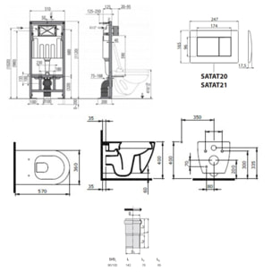 Pack WC bâti-support autoportant + WC suspendu sans bride Livea avec abattant SoftClose + plaque (STBEWR01-FR)