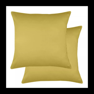 Lot de 2 taies satin de coton uni or Ava uni curry