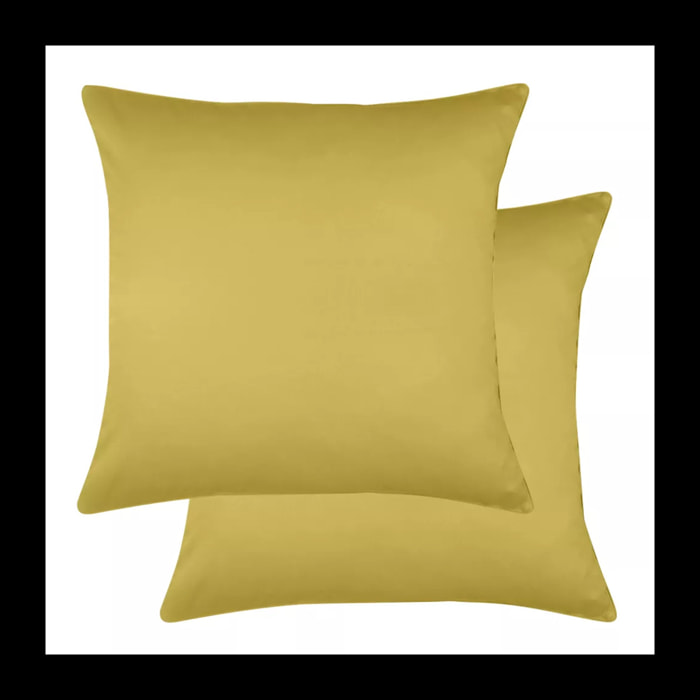 Lot de 2 taies satin de coton uni or Ava uni curry