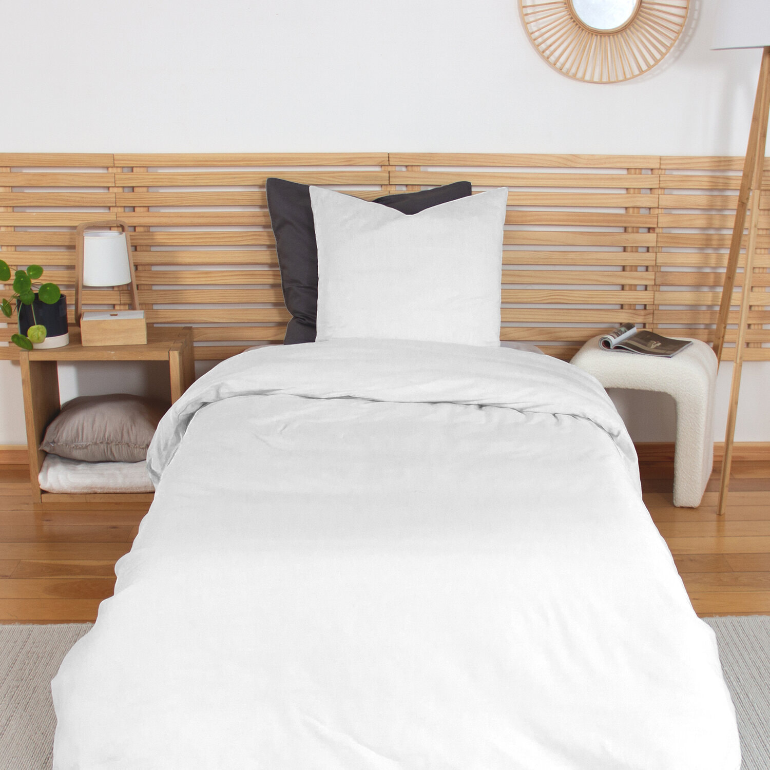 Parure housse de couette coton blanc