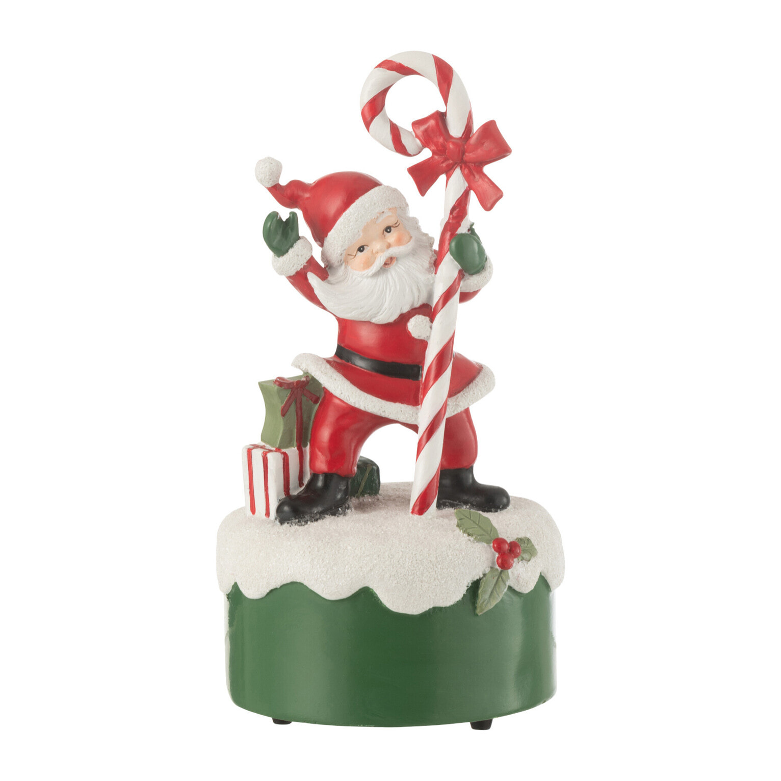 J-Line décoration Boite à Musique Père Noël Bonbon - polyrésine - mix