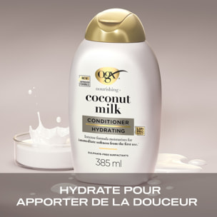 OGX Après-Shampooing Nourrissant Lait de Coco, 385ml – Soin capillaire hydratant pour cheveux secs – Après-shampoing sans sulfat