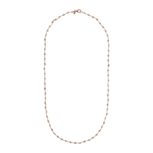 Collana Rosario Lunga in Quarzite Rosa Sfaccettata