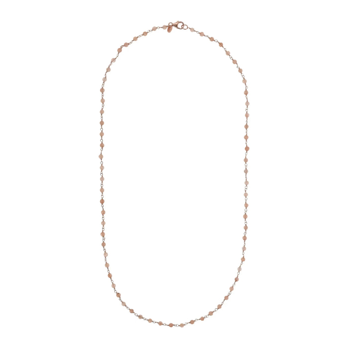 Collana Rosario Lunga in Quarzite Rosa Sfaccettata