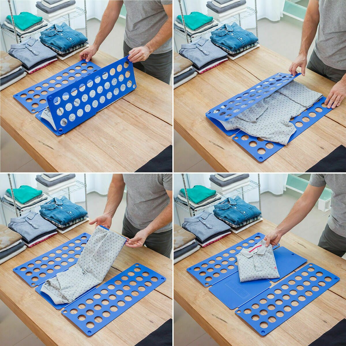 Pack Tendedero Plegable Vertical con Ruedas y Doblador de Ropa InnovaGoods