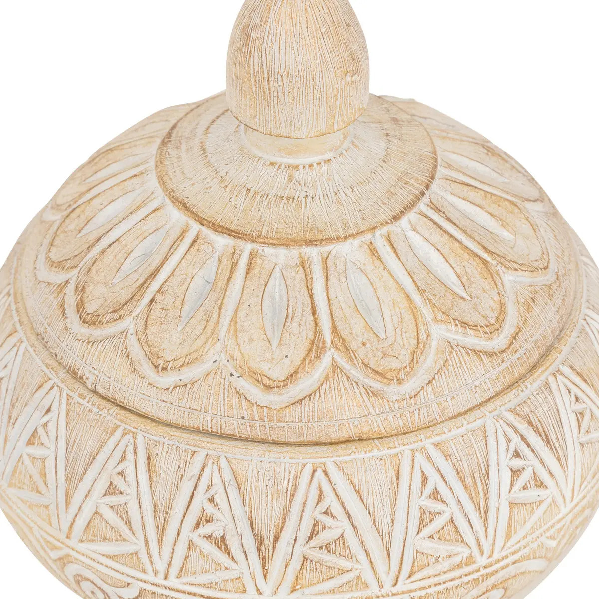 Boîte déco "Oriental" résine beige D15,5x14,5cm
