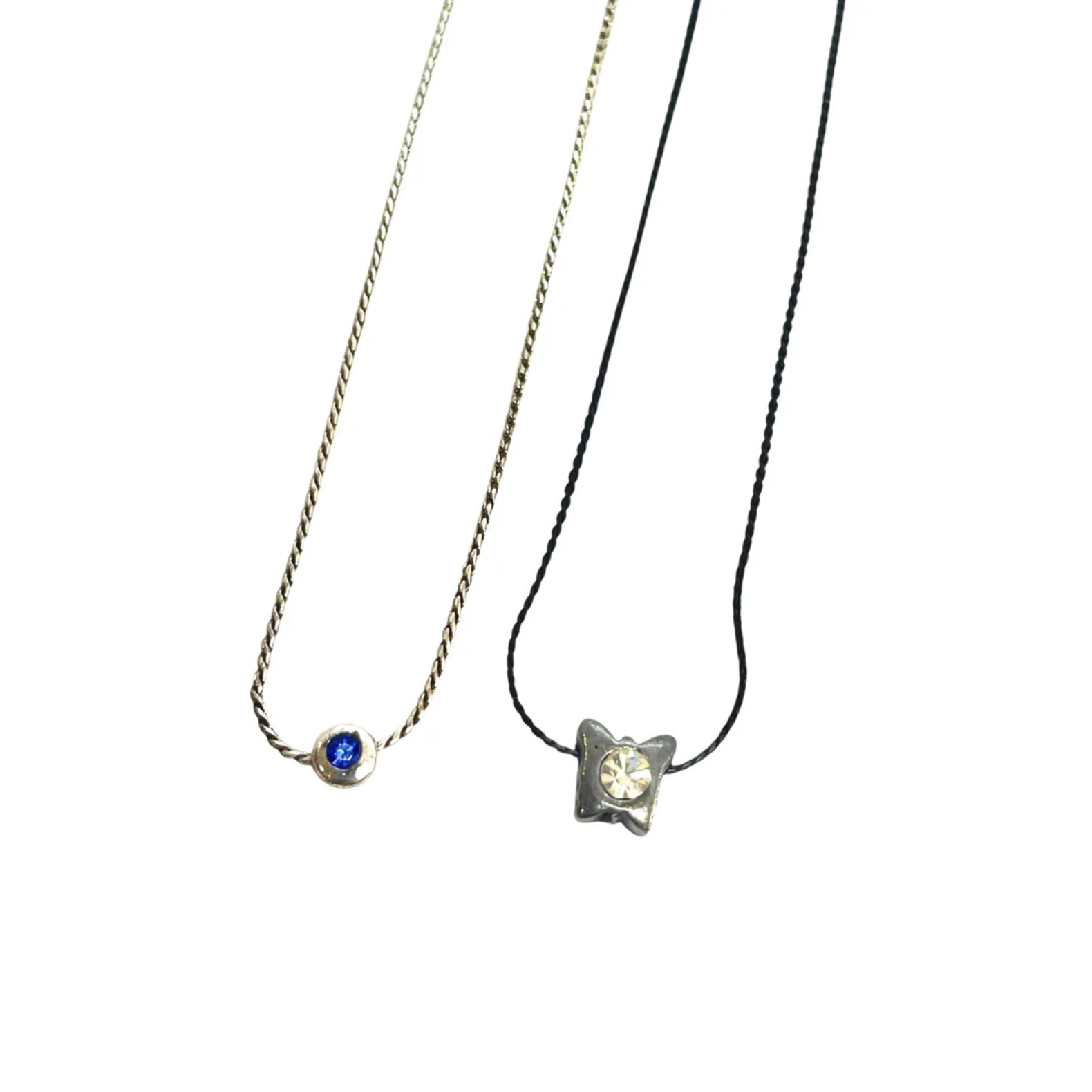 Pareja de collares White-Black con cristal de Sw en plata 925 10µ