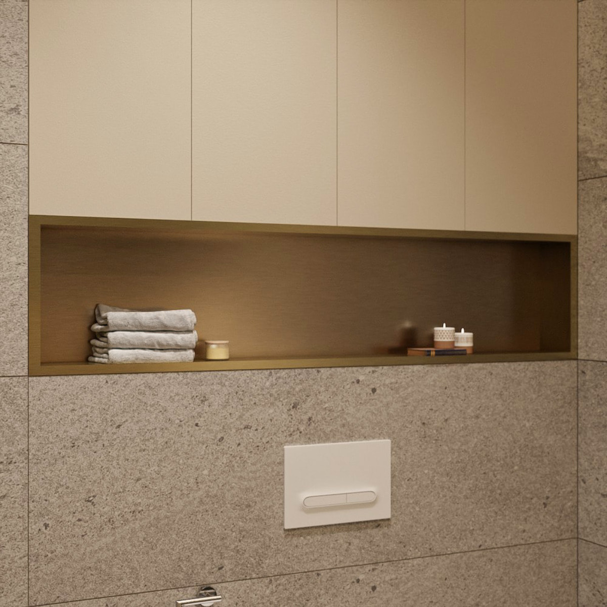 Niche de Douche à encastrer, Acier Inoxydable 304, 119x26x10cm, Or brossé PVD
