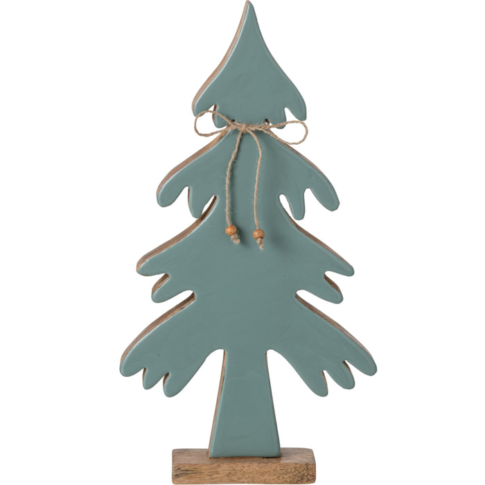 J-Line Pin nœud - bois de manguier - naturel/turquoise - medium