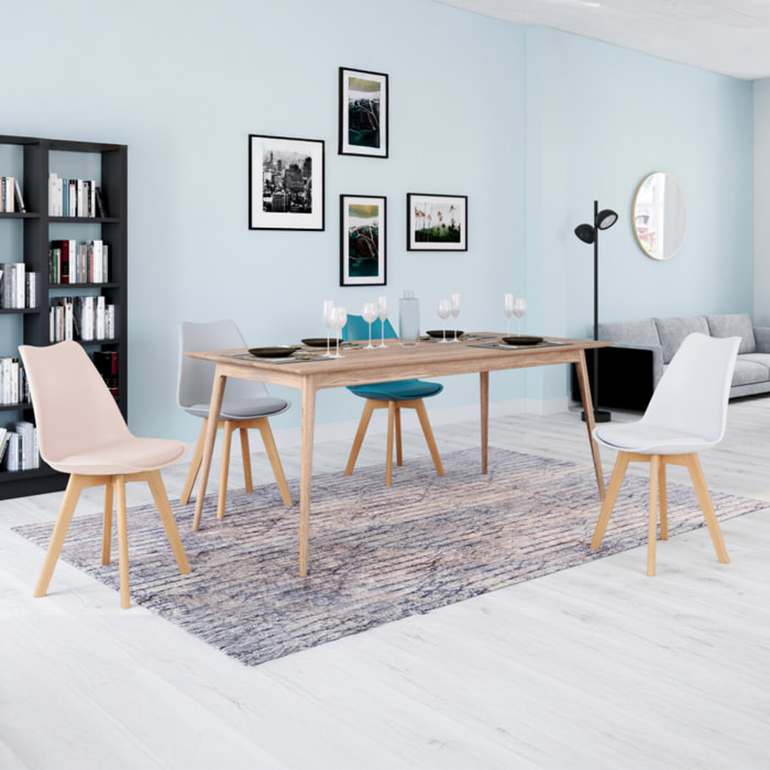 Chaises Nordia pieds bois de hêtre - Mix color - Blanc, rose, bleu pastel, gris clair
