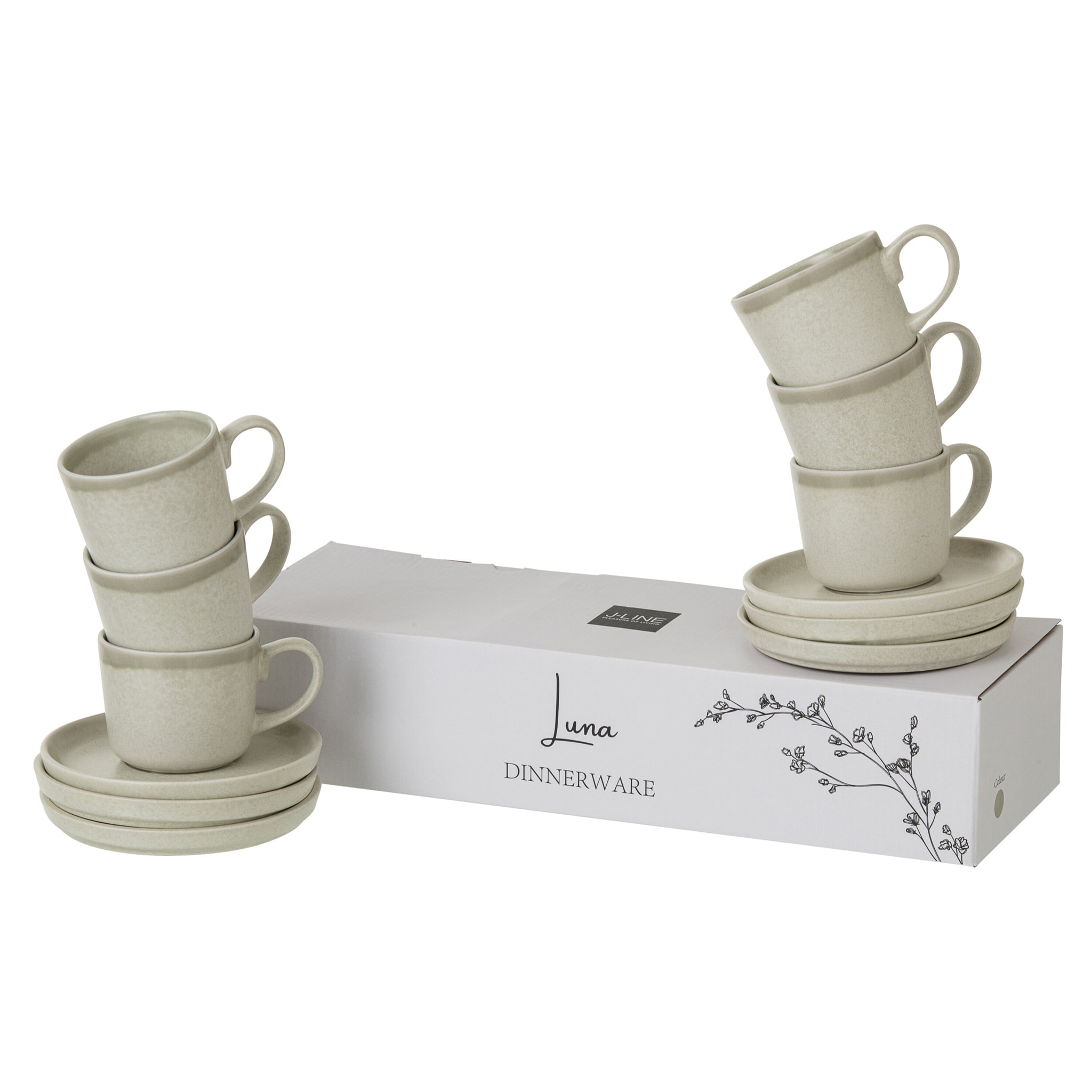 J-Line Tasse + Sous-tasse Luna - céramique - vert clair