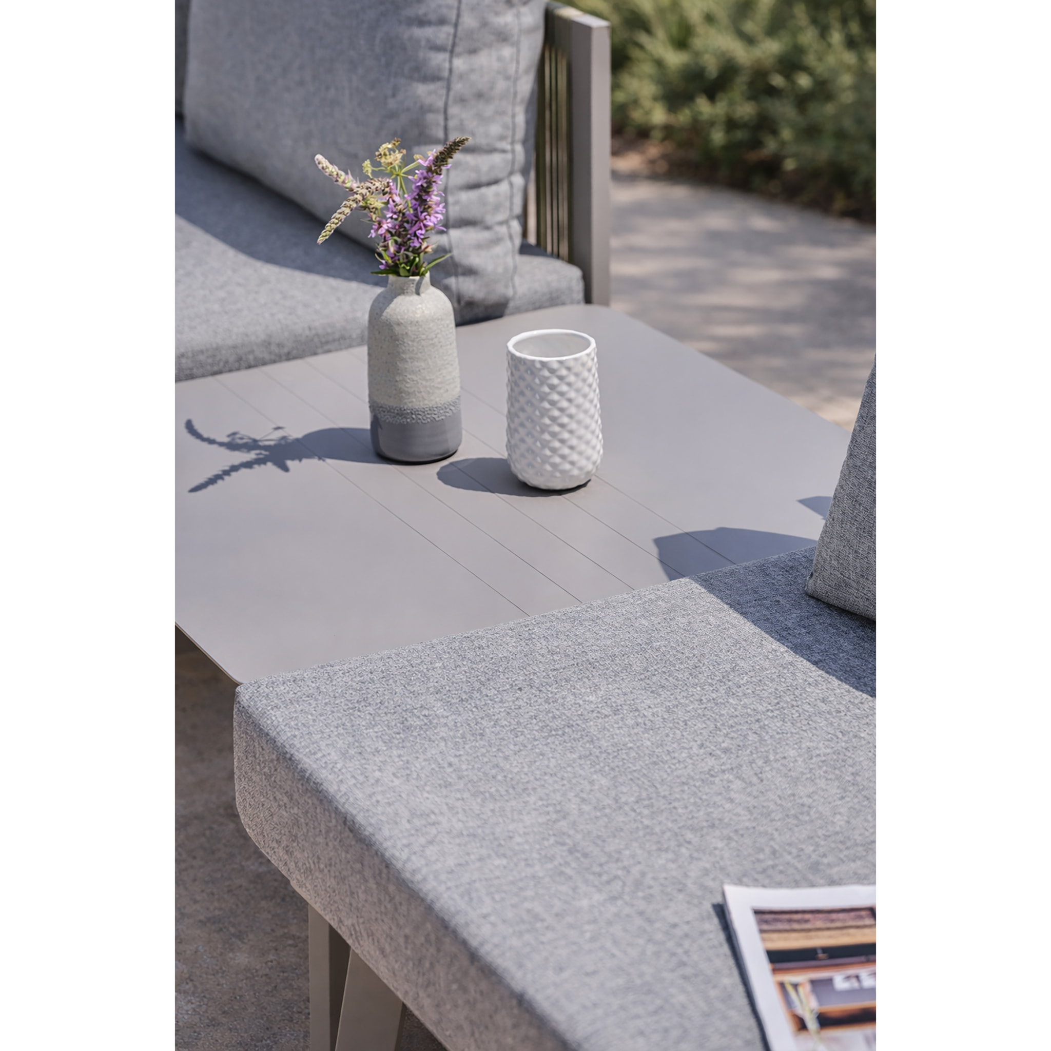 MANOSQUE - Salon de jardin d'angle 7 places en aluminium et corde