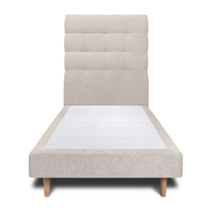 Lit avec tête de lit capitonnée tissu et sommier tapissier Ep14