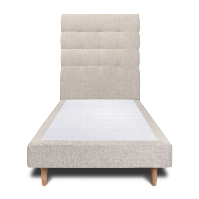 Lit avec tête de lit capitonnée tissu et sommier tapissier Ep14