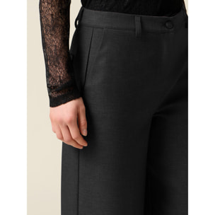 Oltre - Pantaloni wide leg in flanella - Grigio