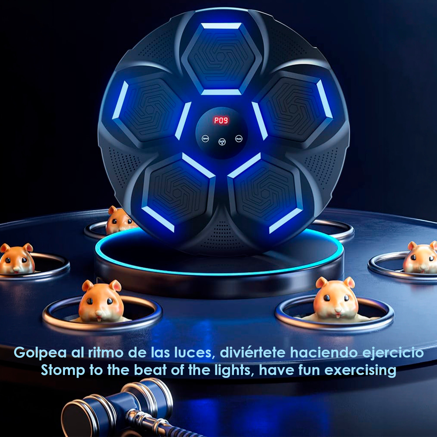 Macchina da boxe musicale con bluetooth, luci e batteria a lunga durata. Con 9 modalità d'uso e 18 livelli di velocità.