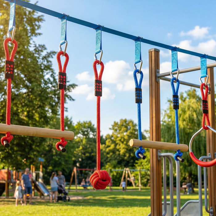 Parcours d'obstacles Ninja enfants 10 M charge 100 kg PP multicolore