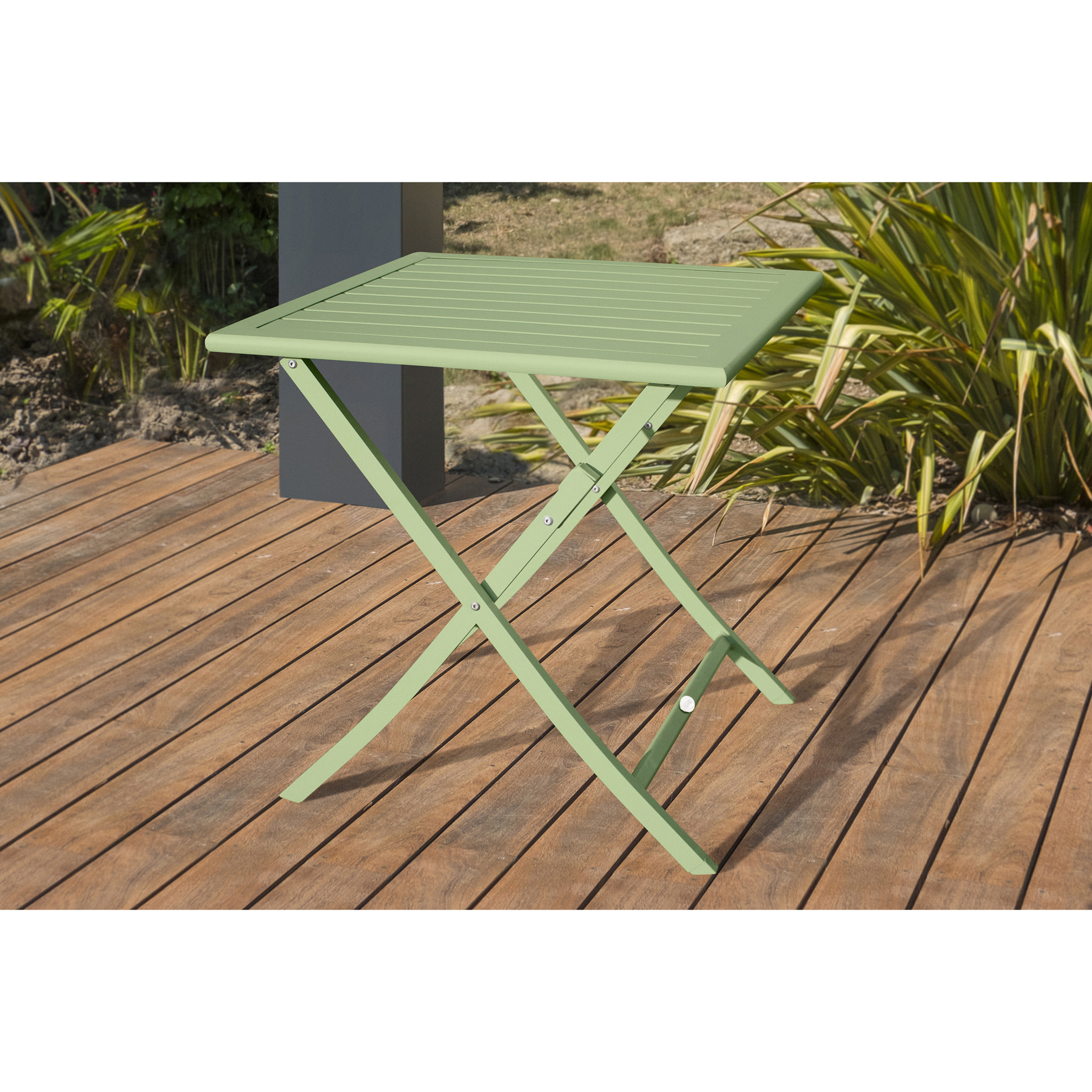 MARIUS - Table de jardin pliante en aluminium vert lagune