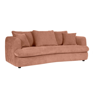 Canapé déhoussable 3-4 places design haricot en tissu effet velours terre brûlée SACHA