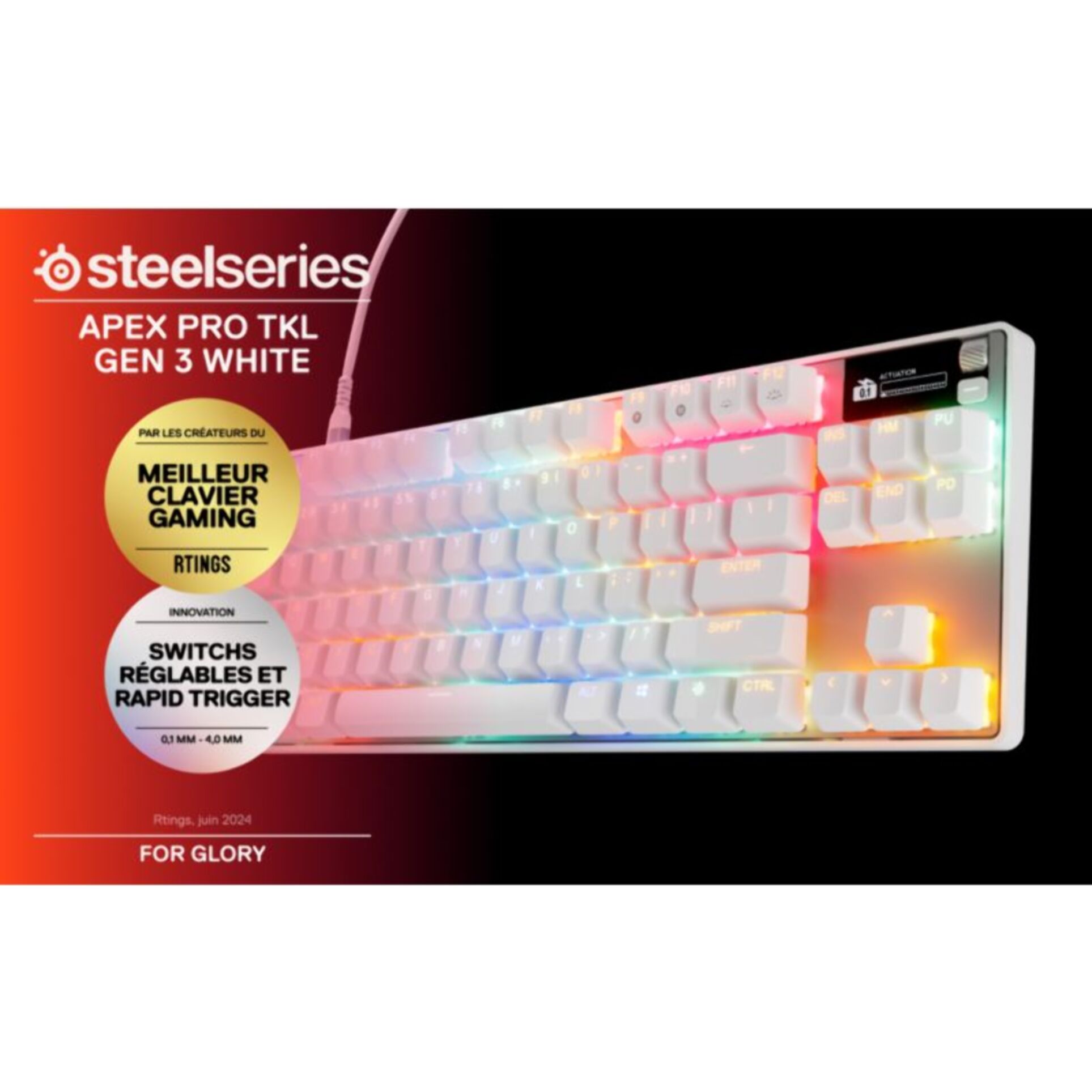 Clavier gamer STEELSERIES Apex Pro TKL Gen 3 FR Blanc