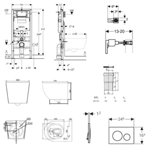 Duofix pack WC bâti-support + WC suspendu sans bride Ceramia PixL avec abattant SoftClose + plaque (GEDCEPXBMT09-FR)