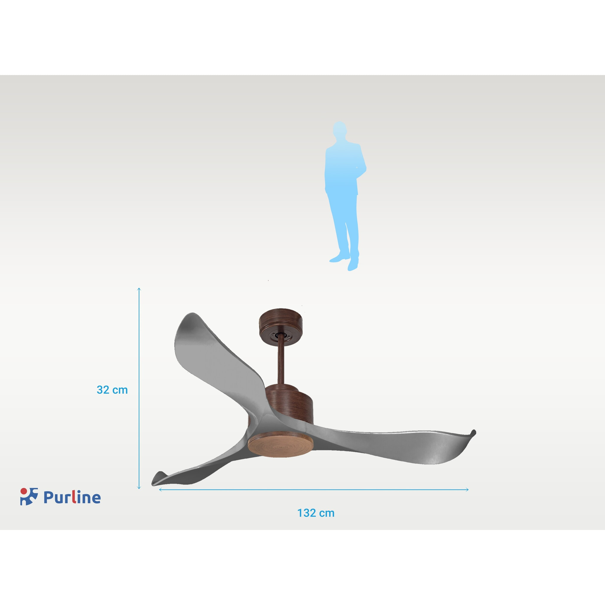 Ventilateur de plafond ø132 cm avec Wifi Réversible Hypersilence 40   W brun
