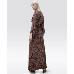 Abito lungo con stampa animalier