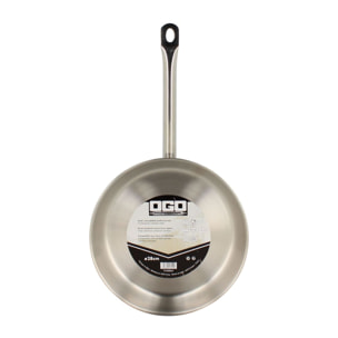 Poêle professionnelle en acier inoxydable 28cm - tous feux PROFESSIONNEL