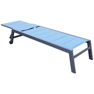 Bain de soleil BARBADOS en textilène bleu gris - aluminium anthracite