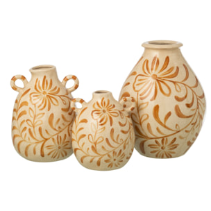 J-Line Vase Fleurs - grès - ocre/blanc cassé - large