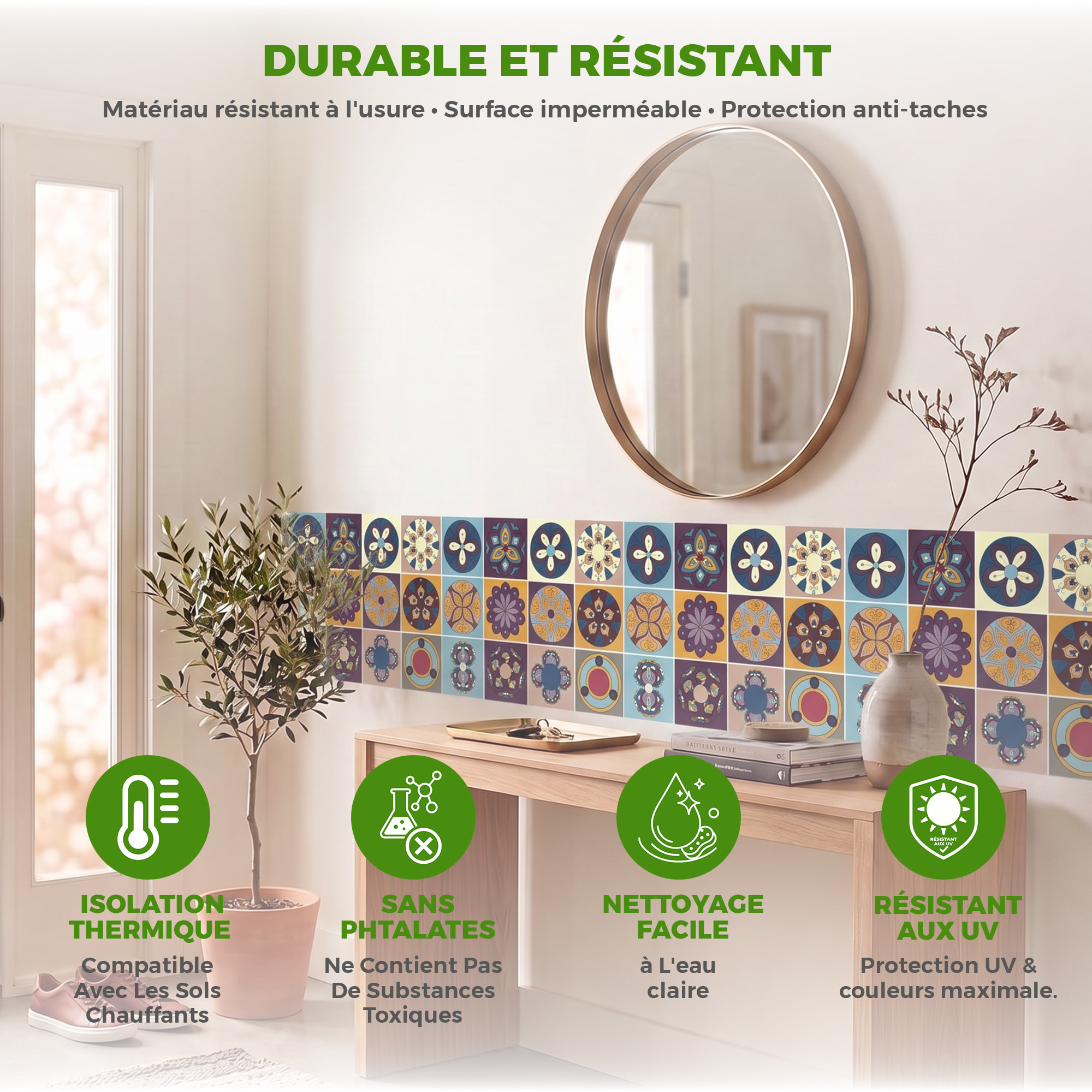 Stickers muraux - Sticker Mural Carrelage adhésif Cuisine Salle de Bain - 12 STICKERS CARRELAGES AZULEJOS CARMELO