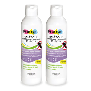 PEDIAKID - Balépou® Shampoing - Traitement Anti-Poux et Lentes Naturel - Agit en 15 Minutes - Dès 3 Mois - Dispositif Médical - Lot de 2