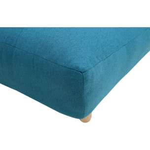 Canapé convertible scandinave 3 places en tissu bleu canard et bois clair YUMI