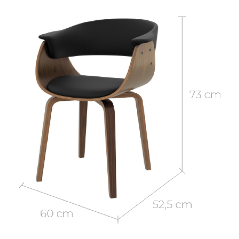 Chaise en cuir synthétique noir - Piada