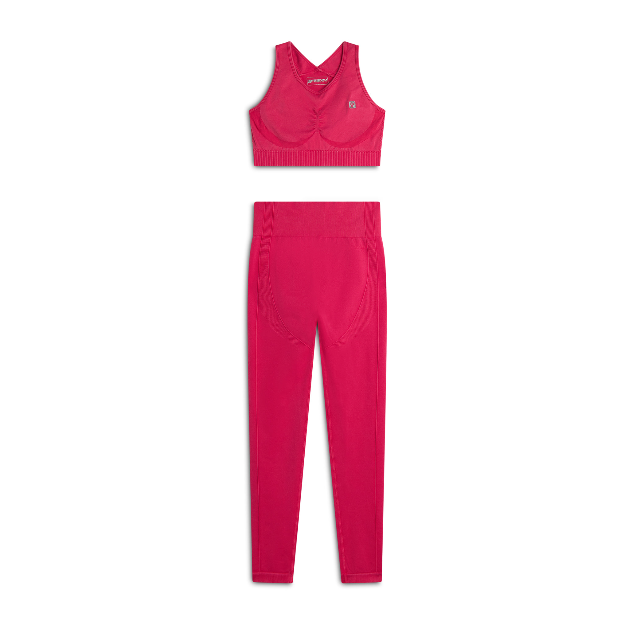 Completo top e leggings vita alta seamless ice wash