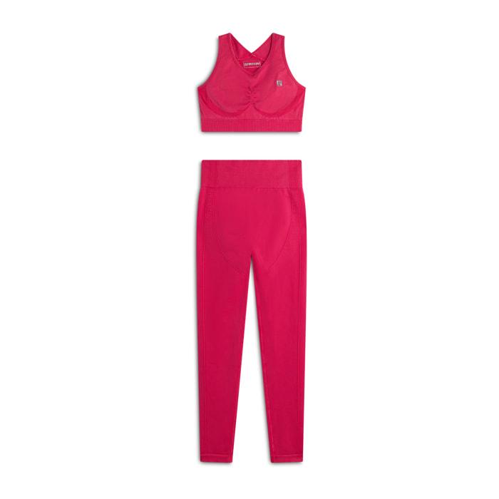 Completo top e leggings vita alta seamless ice wash